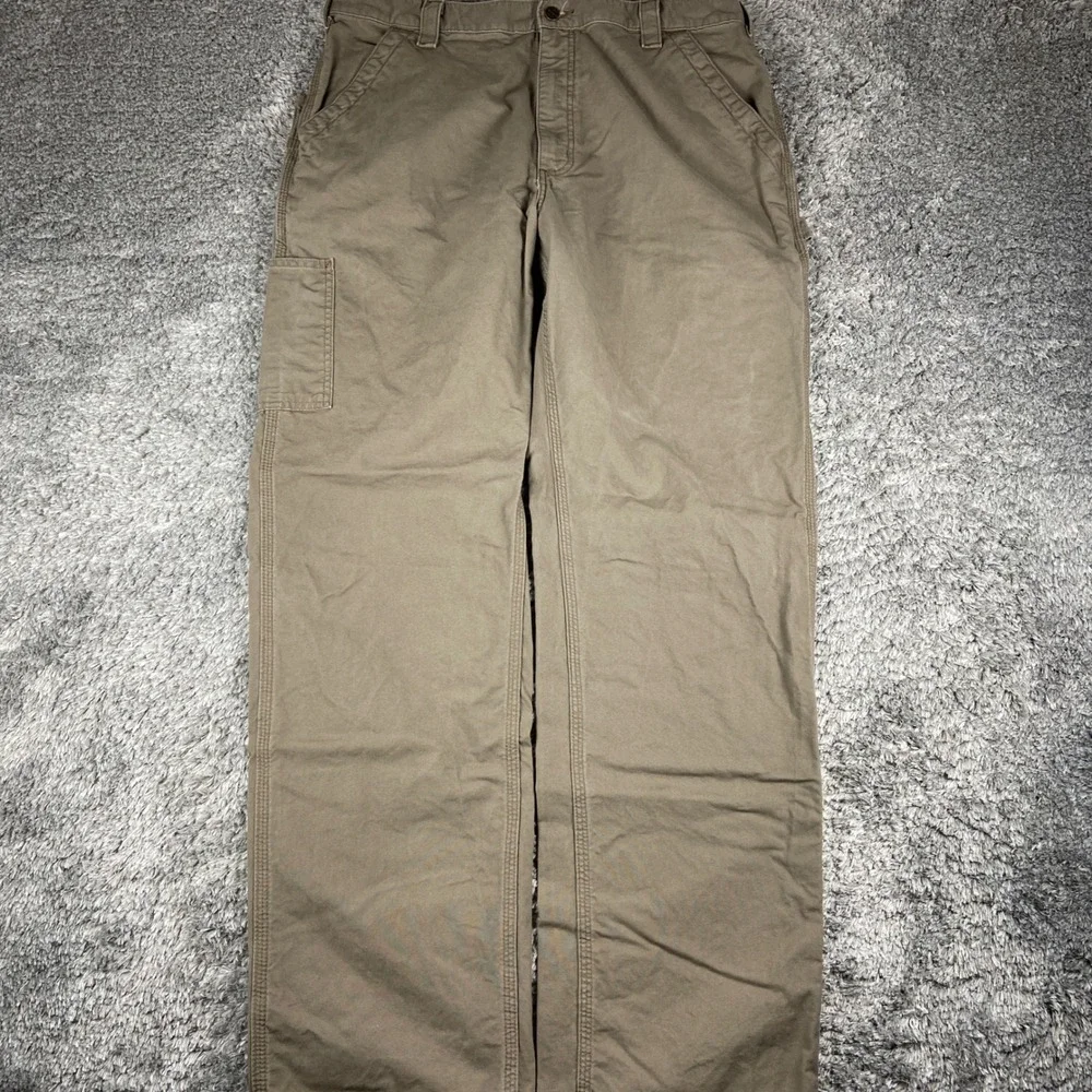 Carhartt Loose Fit Canvas Utility Work Trousers Mens 38x34 Light Brown Carpenter